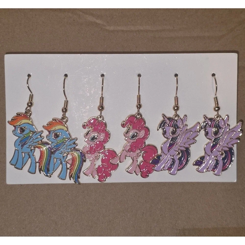 My Little Pony‎ Hook Earrings! Rainbow Dash Pinkie Pie Twilight Sparkle SET OF 3